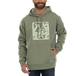 Keith Haring Hoodie Men XXL Art Style Graphic Pullover Green Pocket NWT